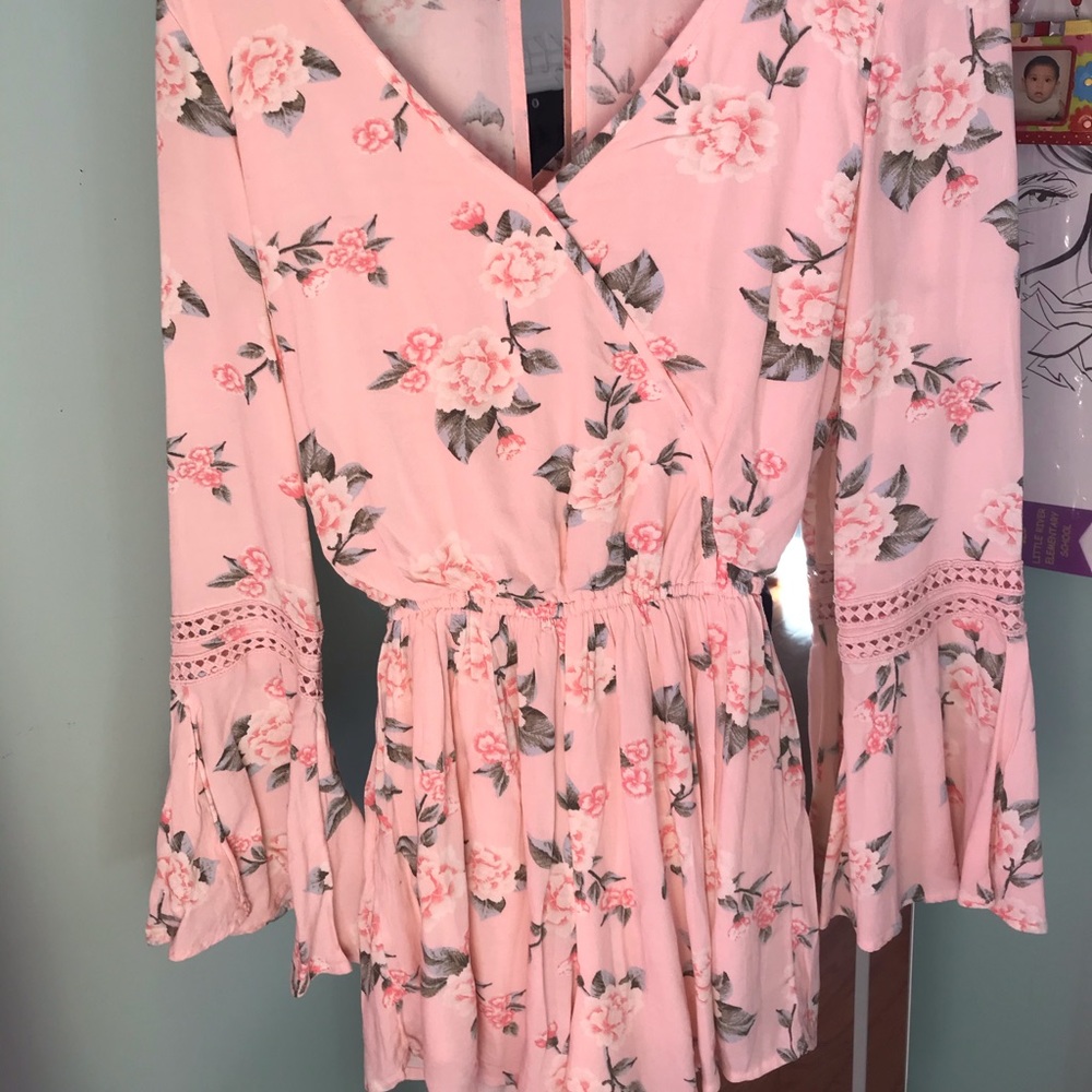 Pink floral romper